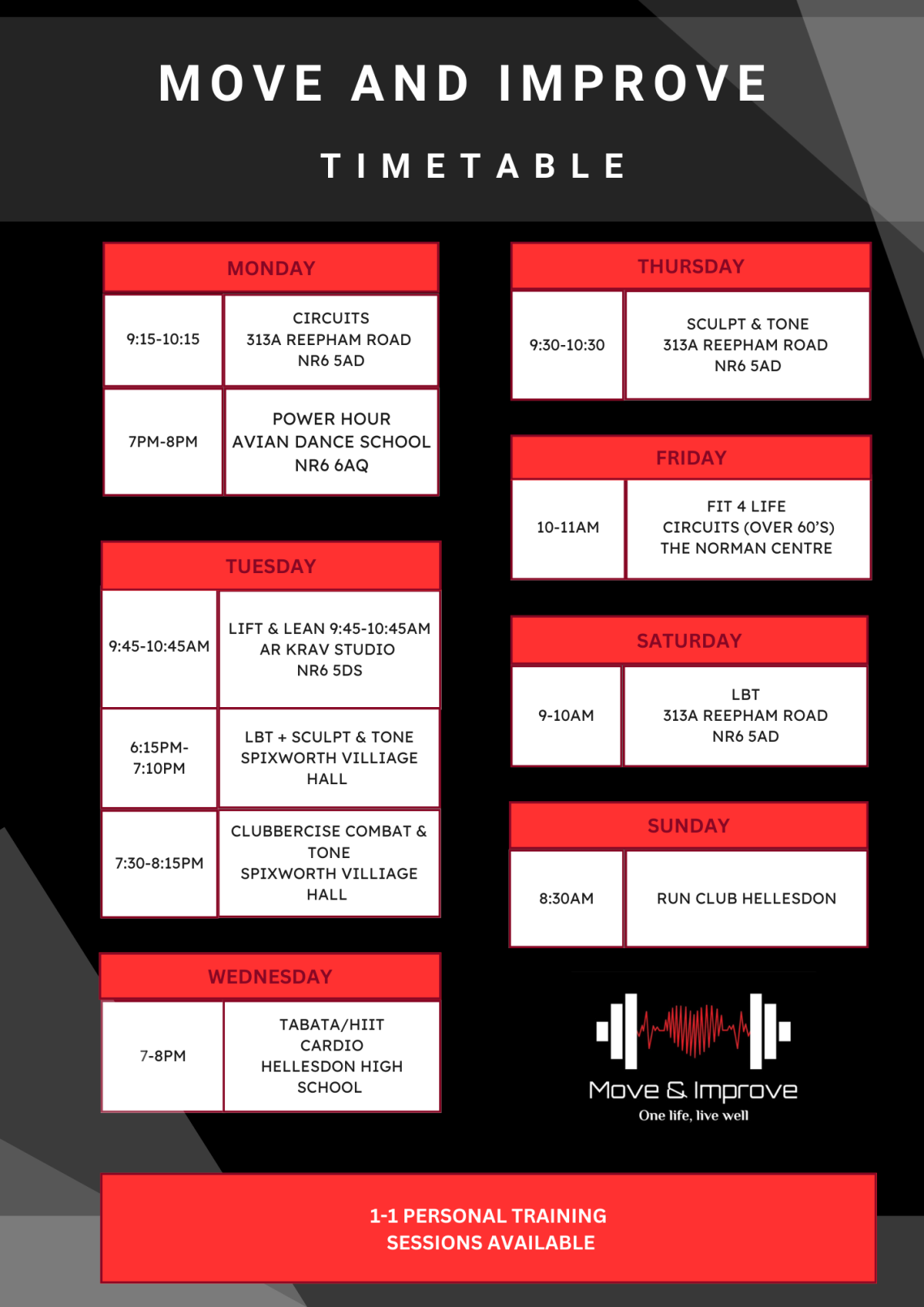 Move & Improve Timetable